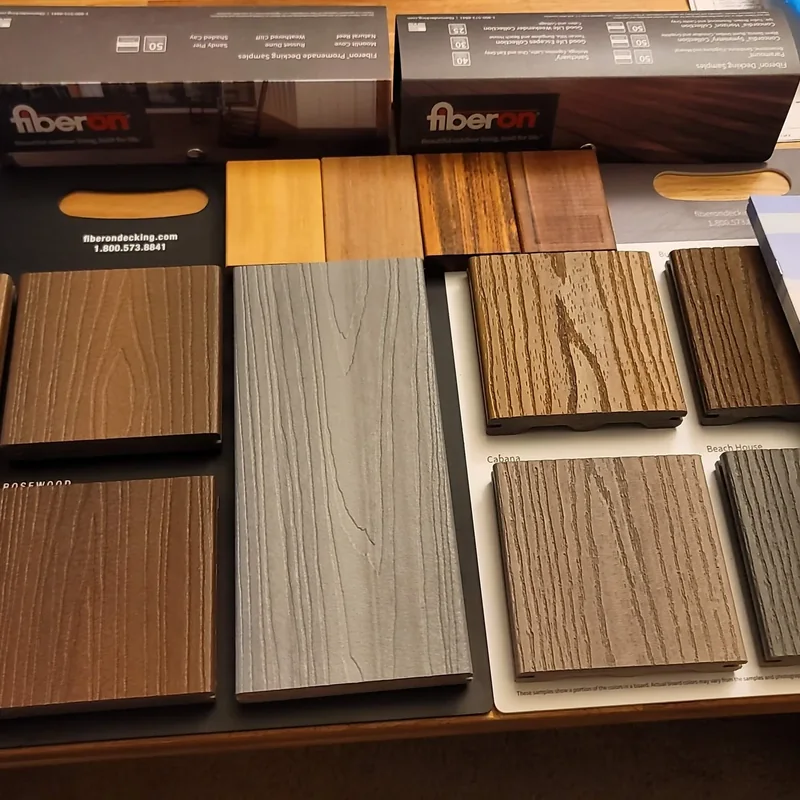 City Decks composite decking sample kits showing a range of board colors and grain textures