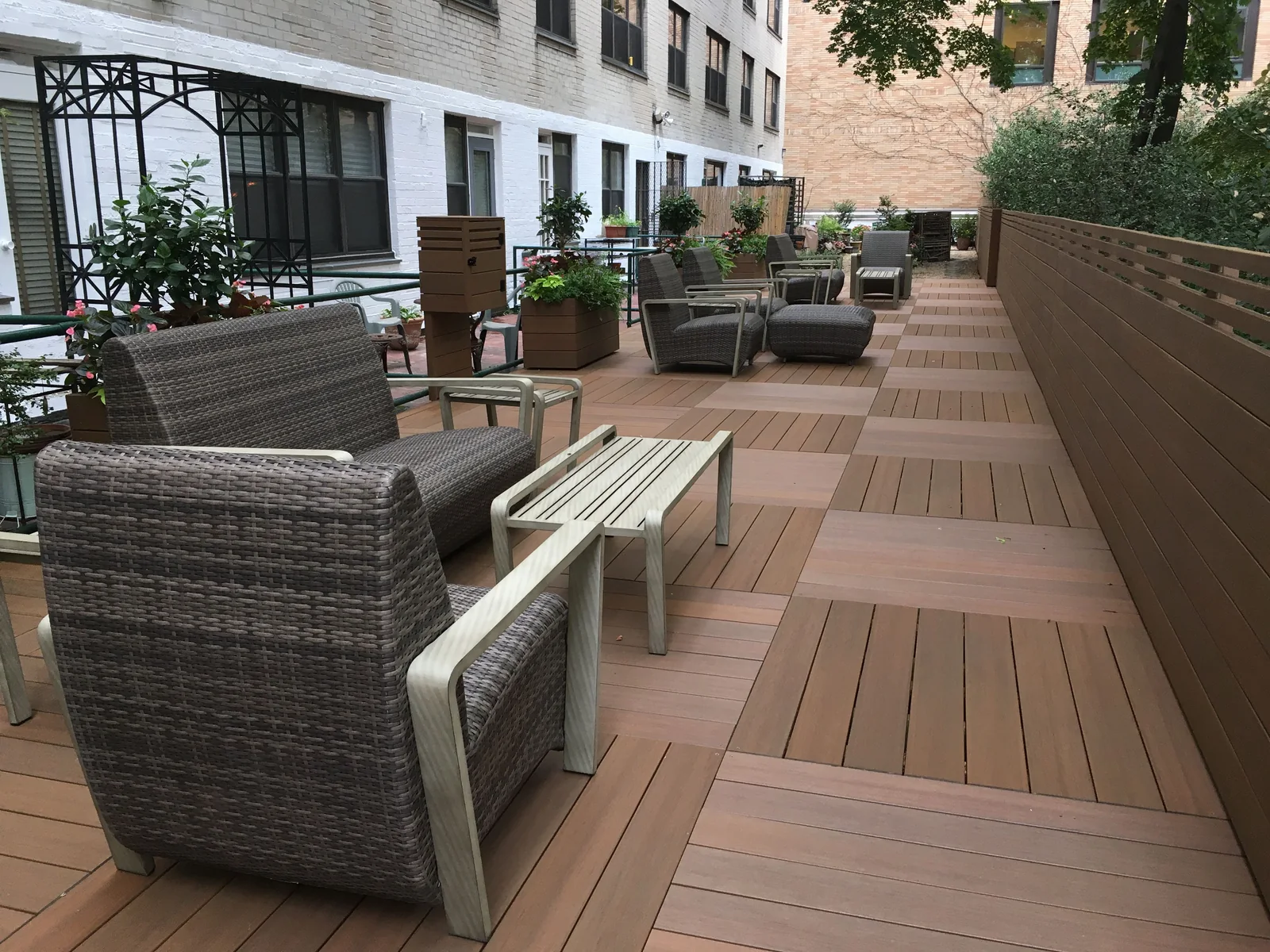 Terrace deck lounge seating planters by City Decks New York.